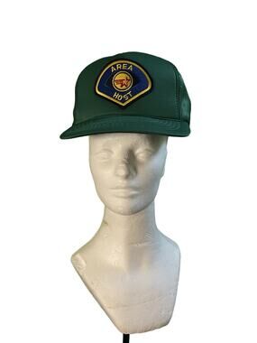 Vintage Area Host Trucker Hat Green Mesh SnapBack Patch Cap